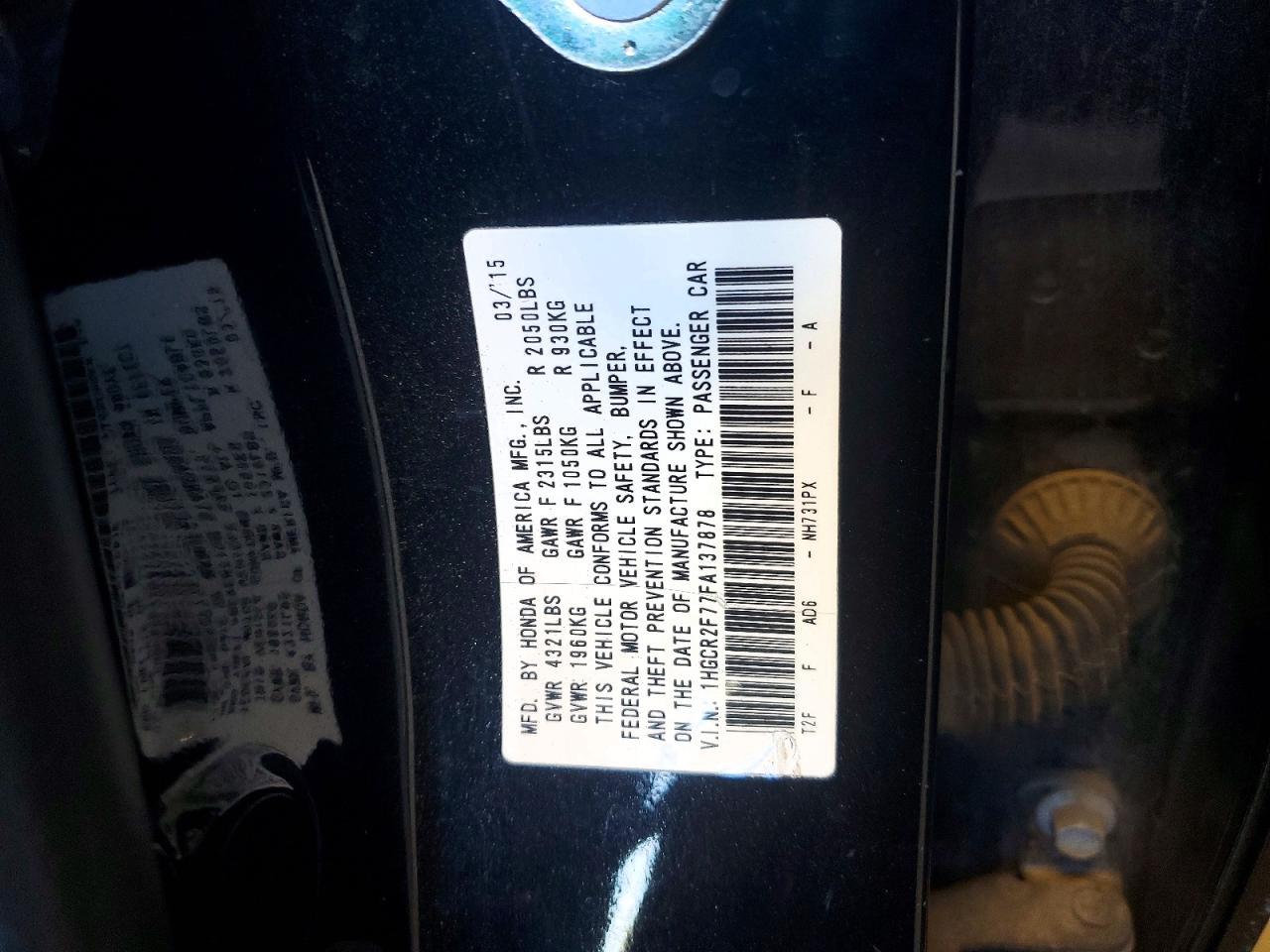 2015 HONDA ACCORD