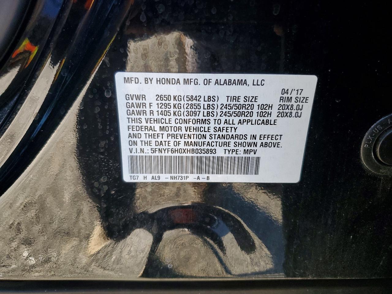 2017 HONDA PILOT