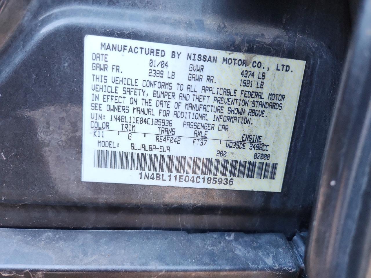 2004 NISSAN ALTIMA
