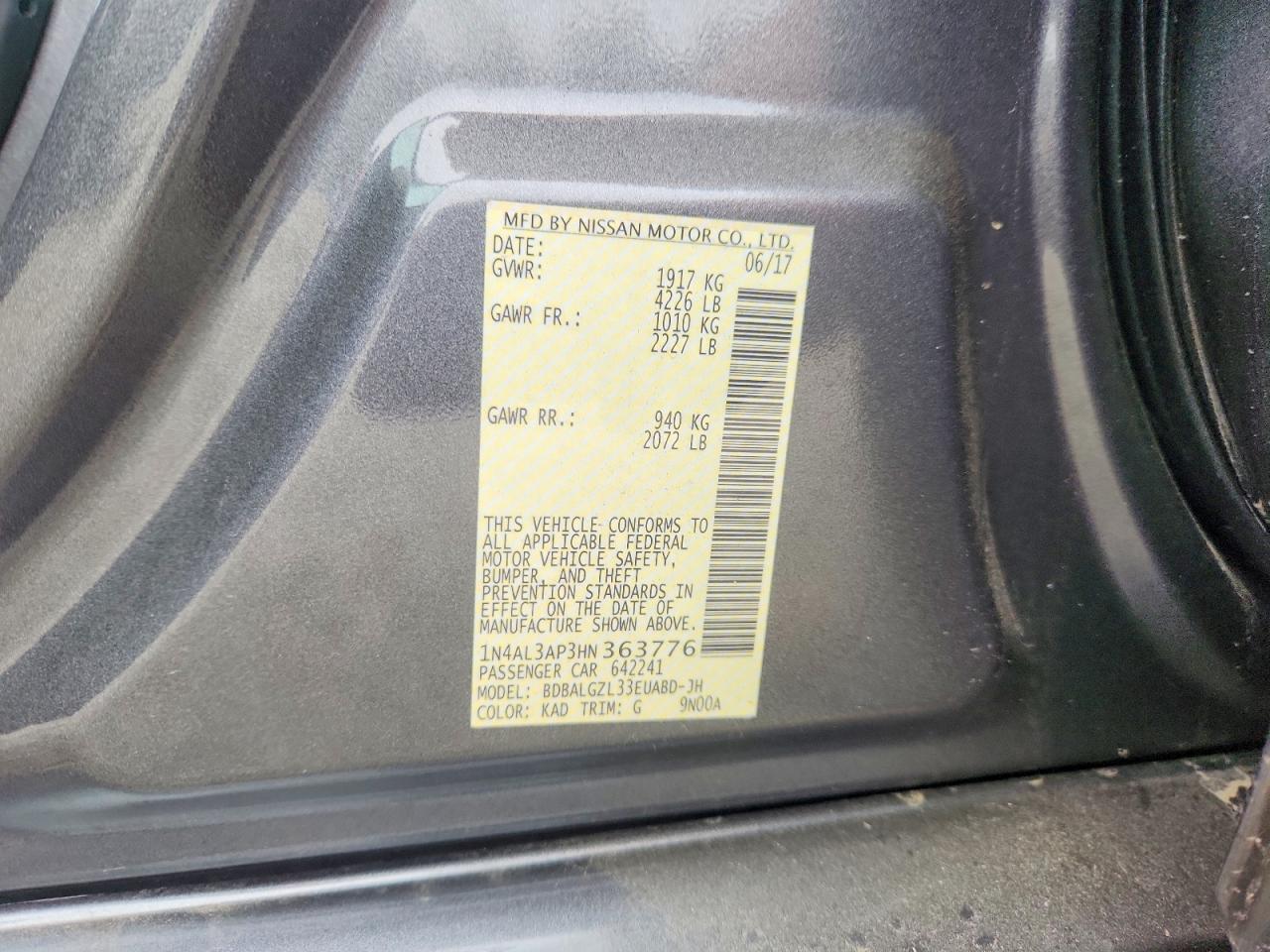 2017 NISSAN ALTIMA