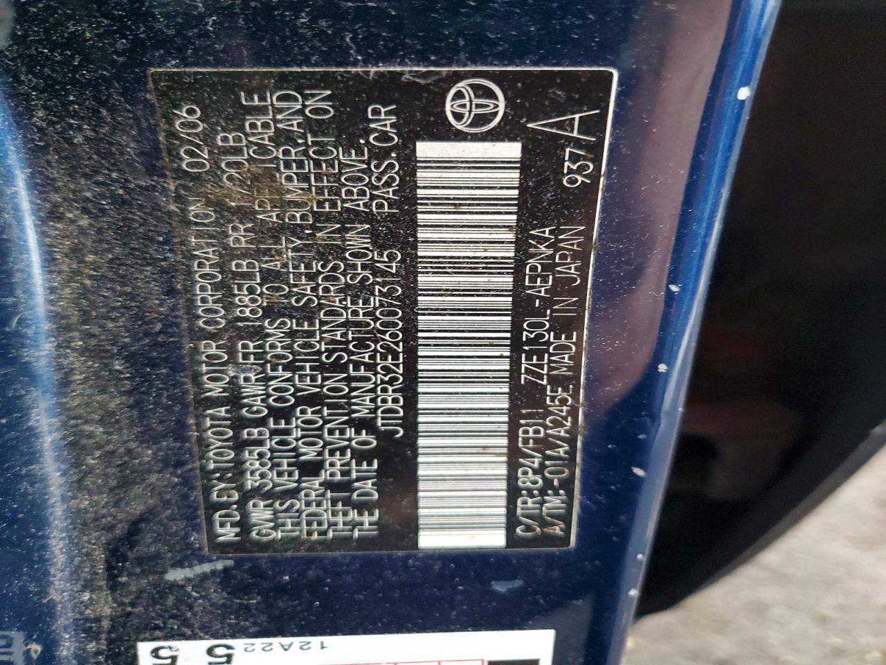2006 TOYOTA COROLLA