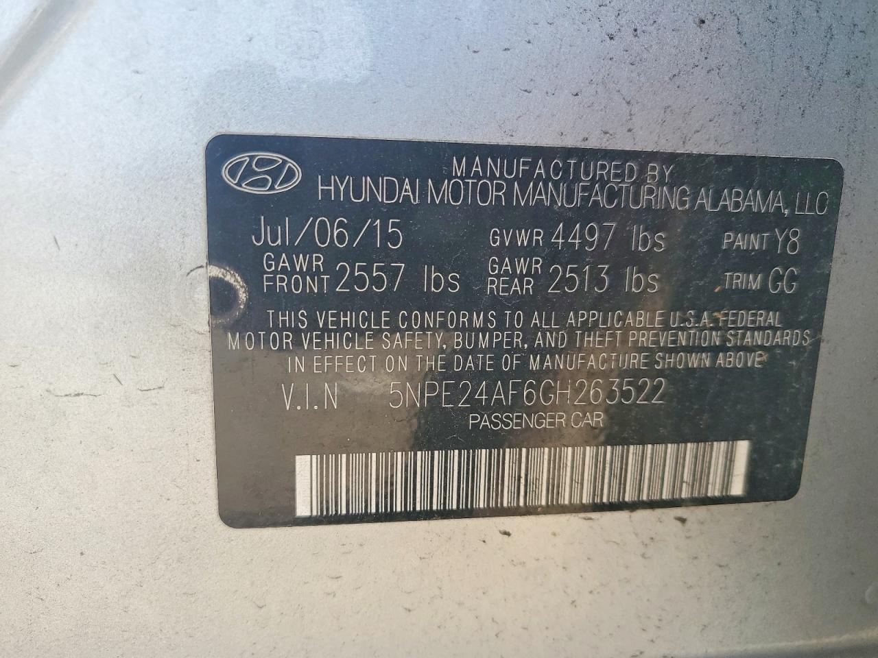 2016 HYUNDAI SONATA