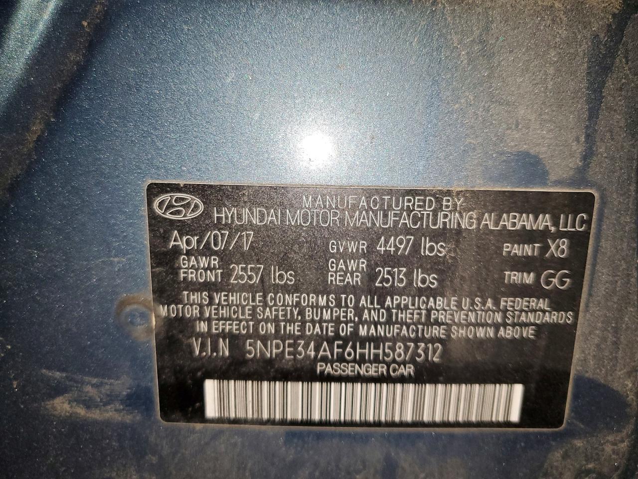 2017 HYUNDAI SONATA