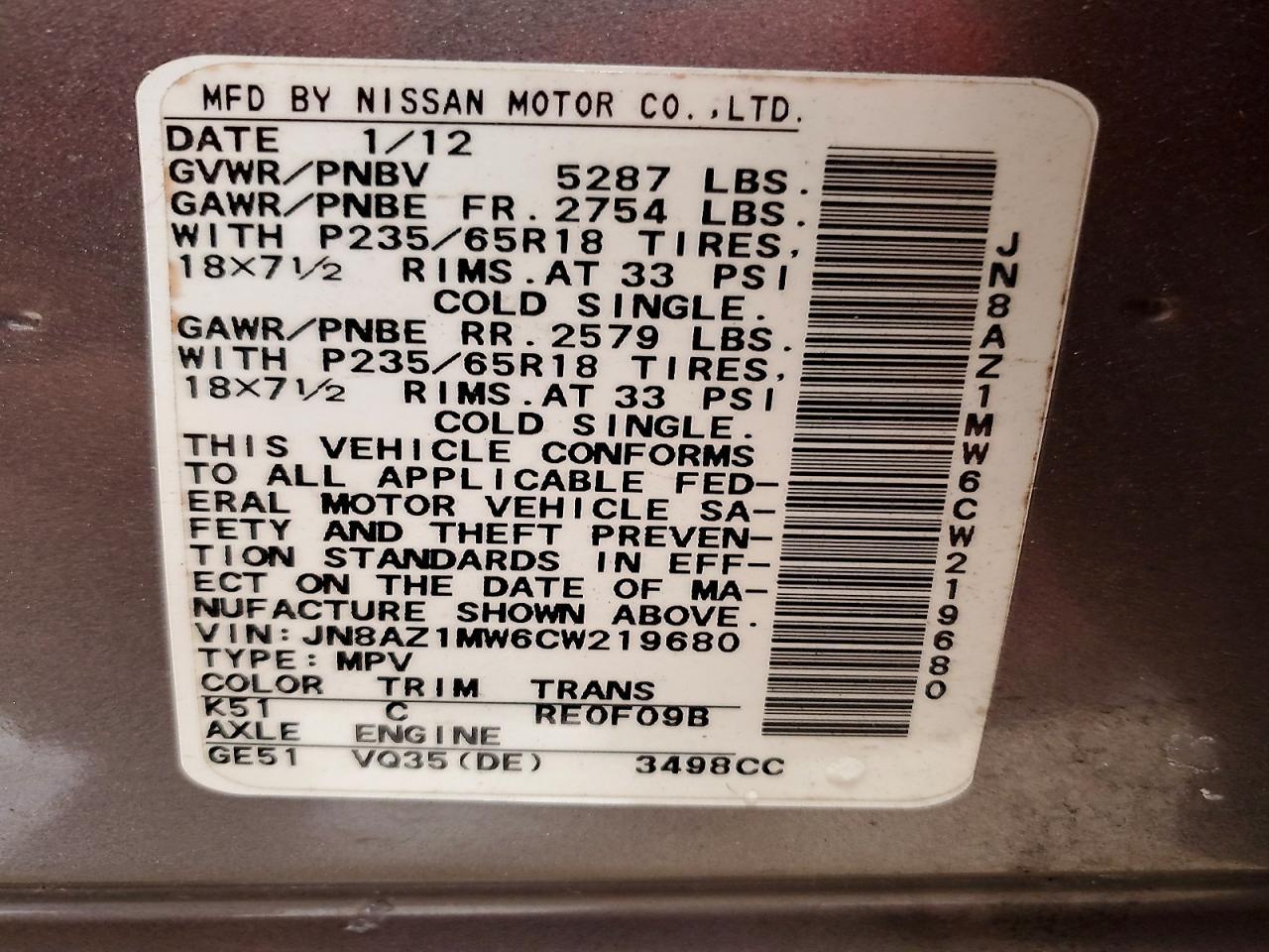 2012 NISSAN MURANO