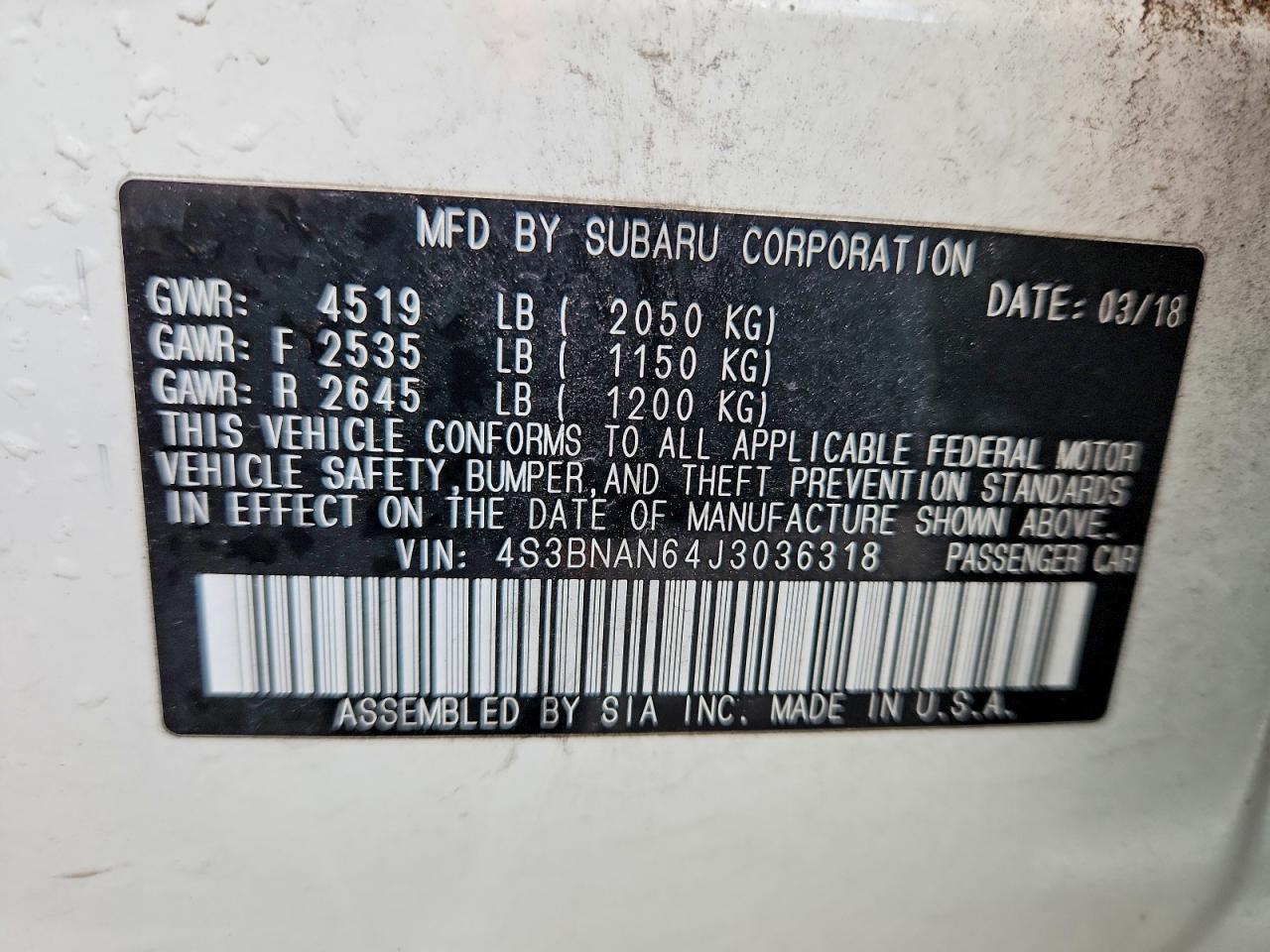 2018 SUBARU Legacy
