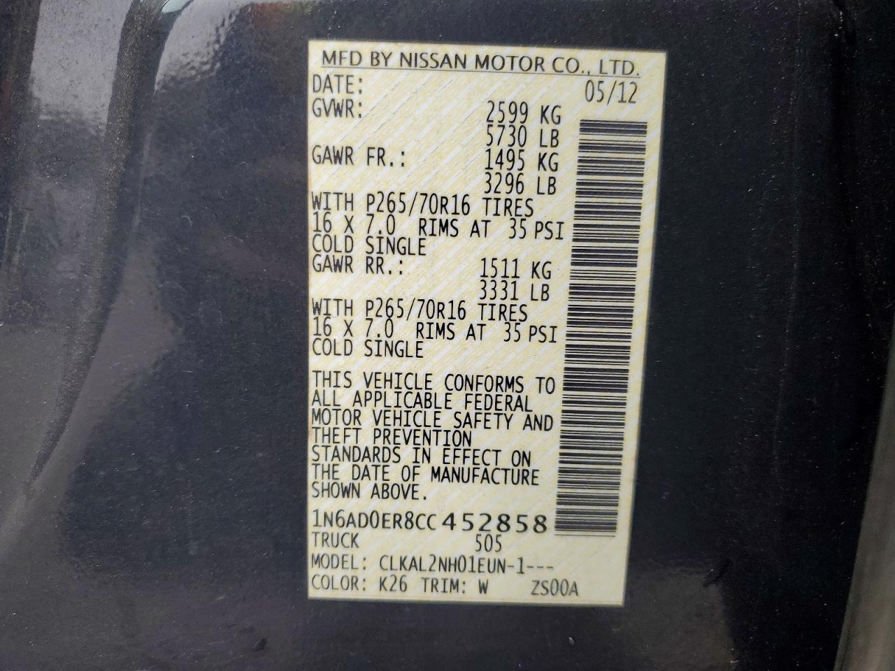 2012 NISSAN Frontier