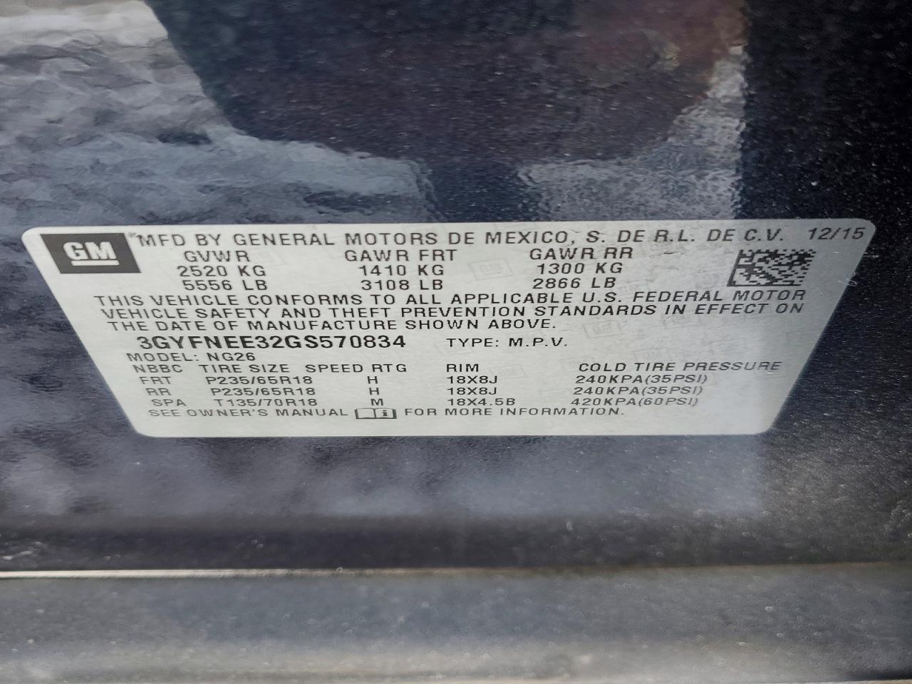 2016 CADILLAC SRX
