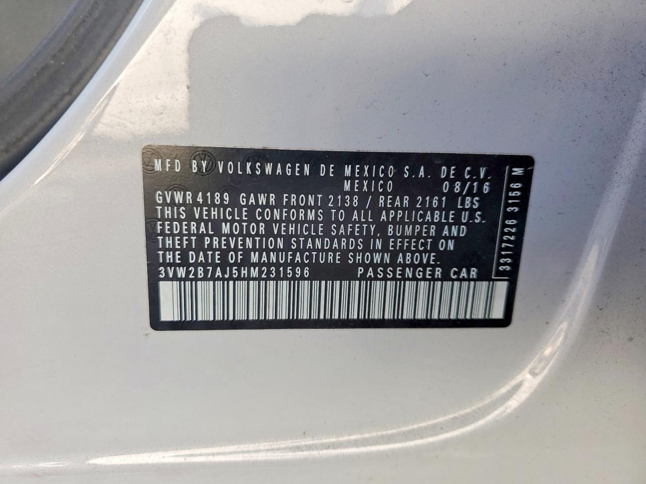 2017 VOLKSWAGEN JETTA