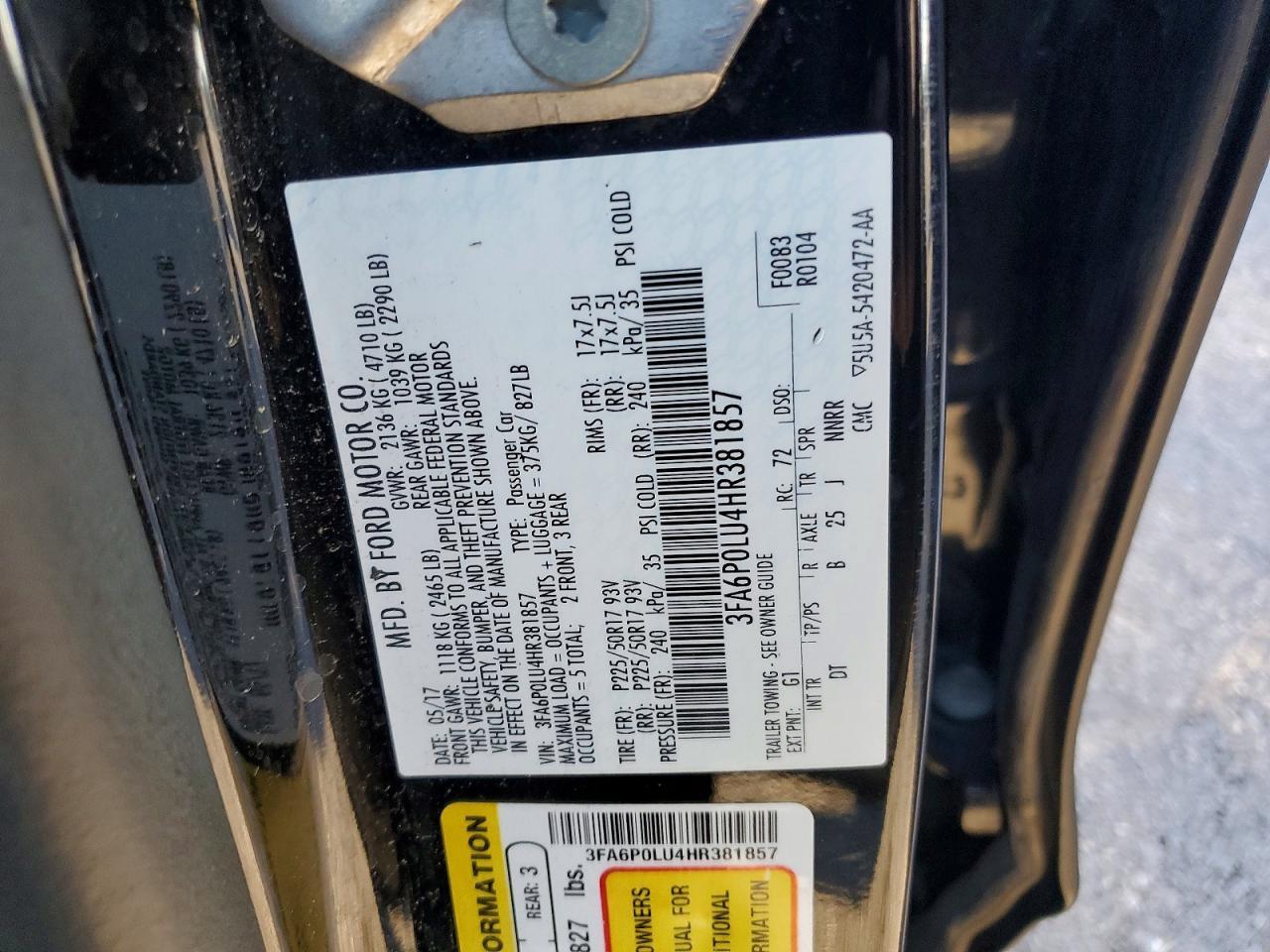 2017 FORD FUSION