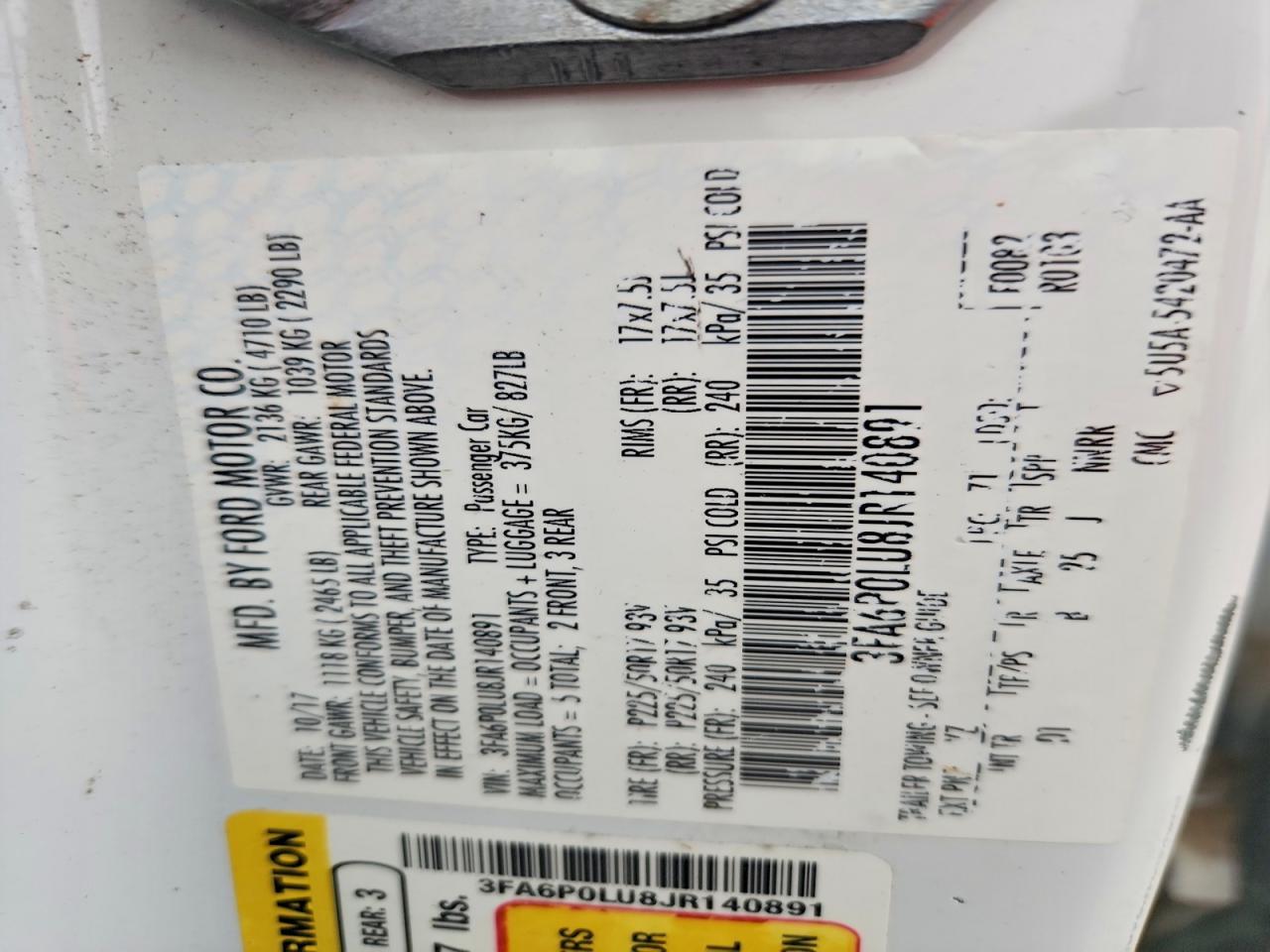 2018 FORD FUSION