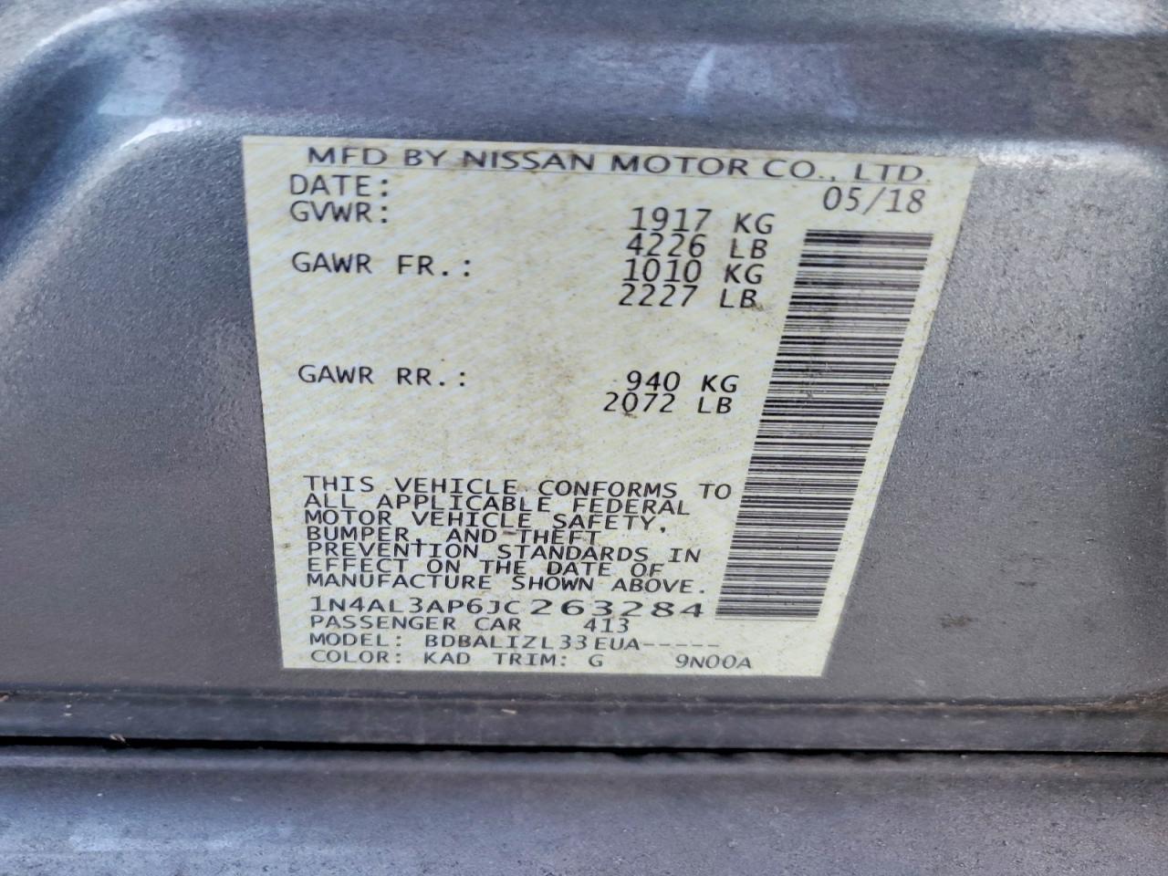 2018 NISSAN ALTIMA