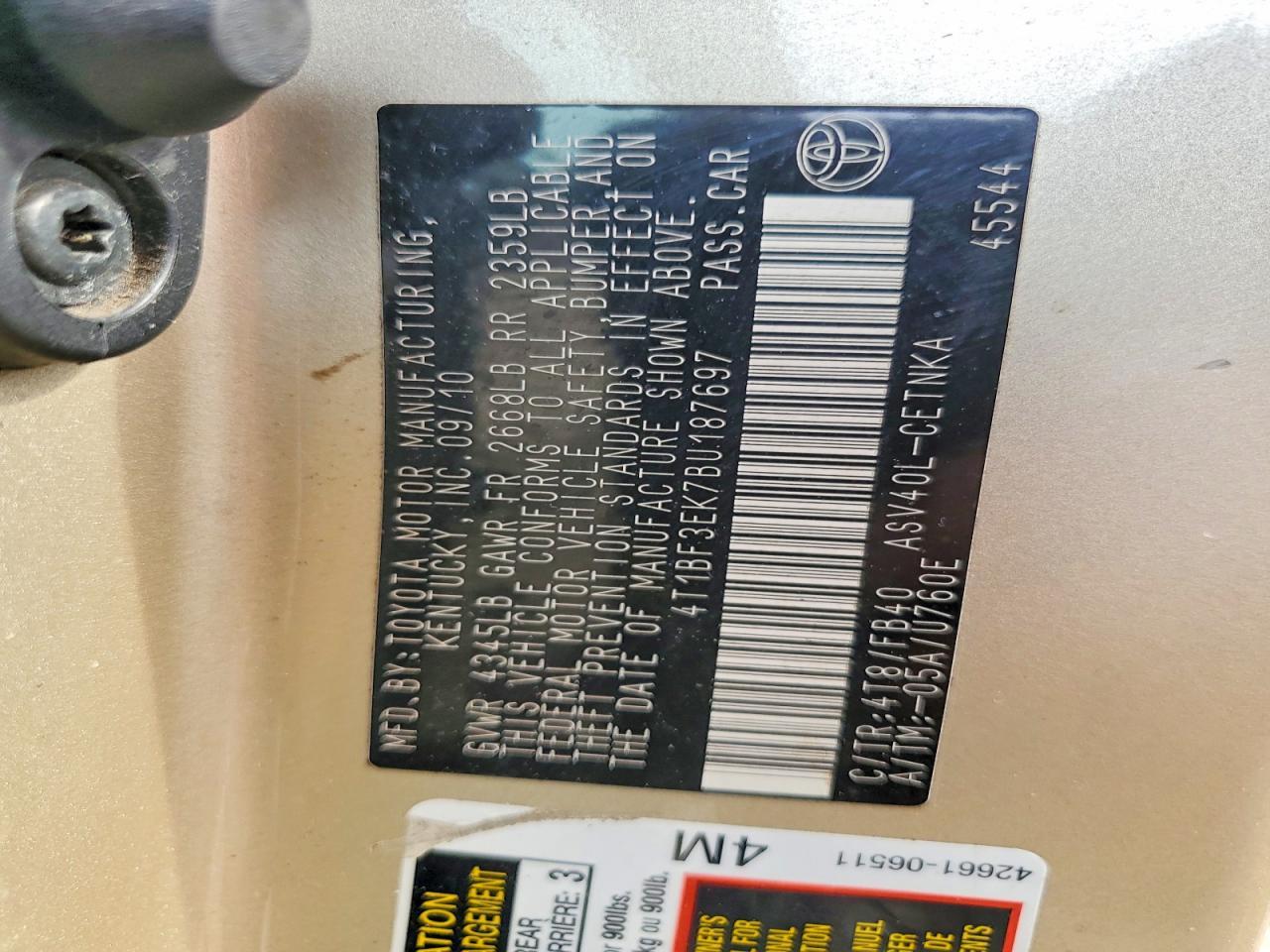 2011 TOYOTA CAMRY