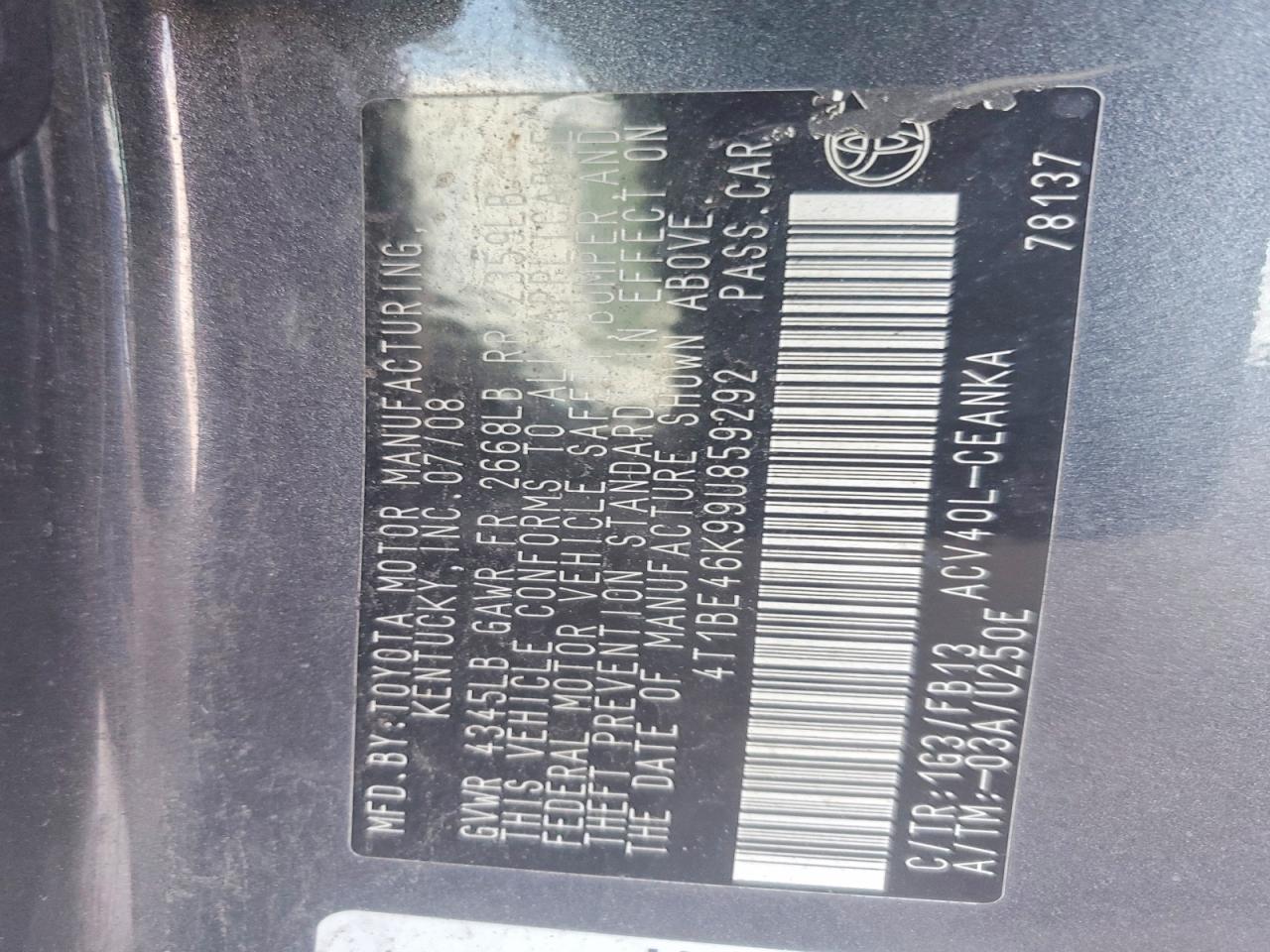 2009 TOYOTA CAMRY