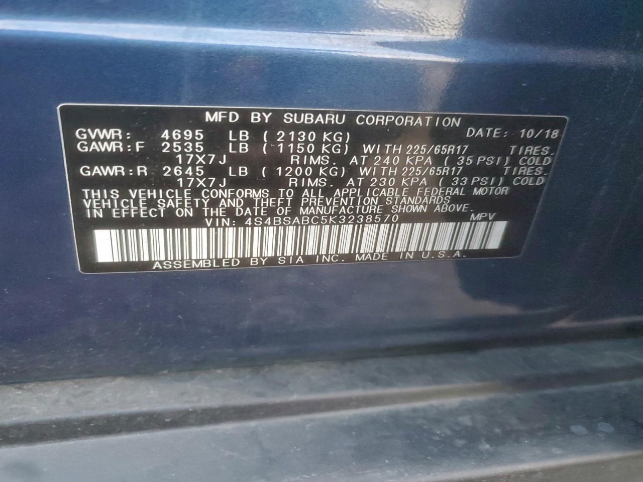 2019 SUBARU Outback