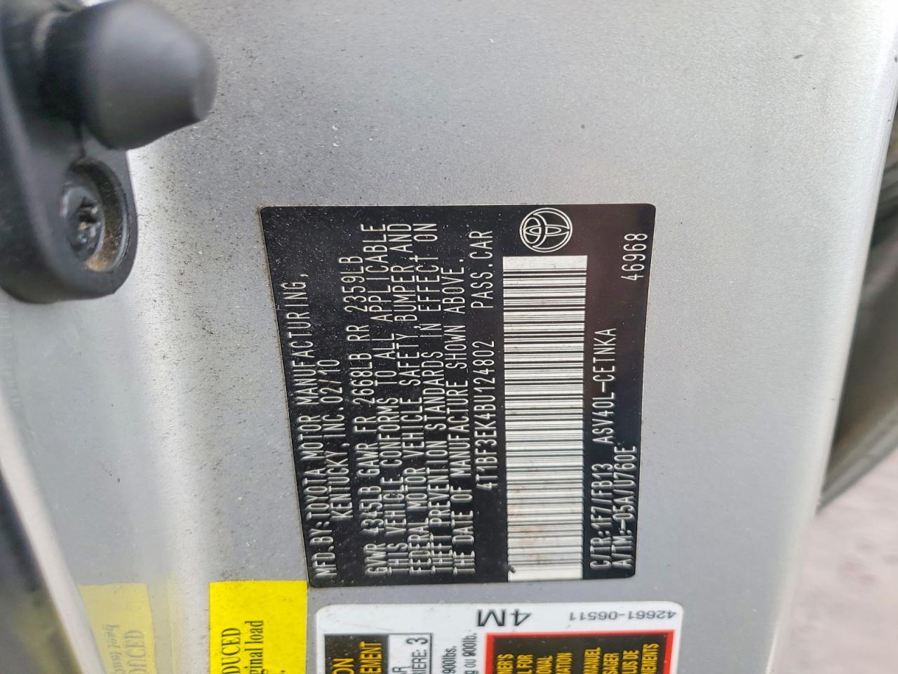 2011 TOYOTA CAMRY