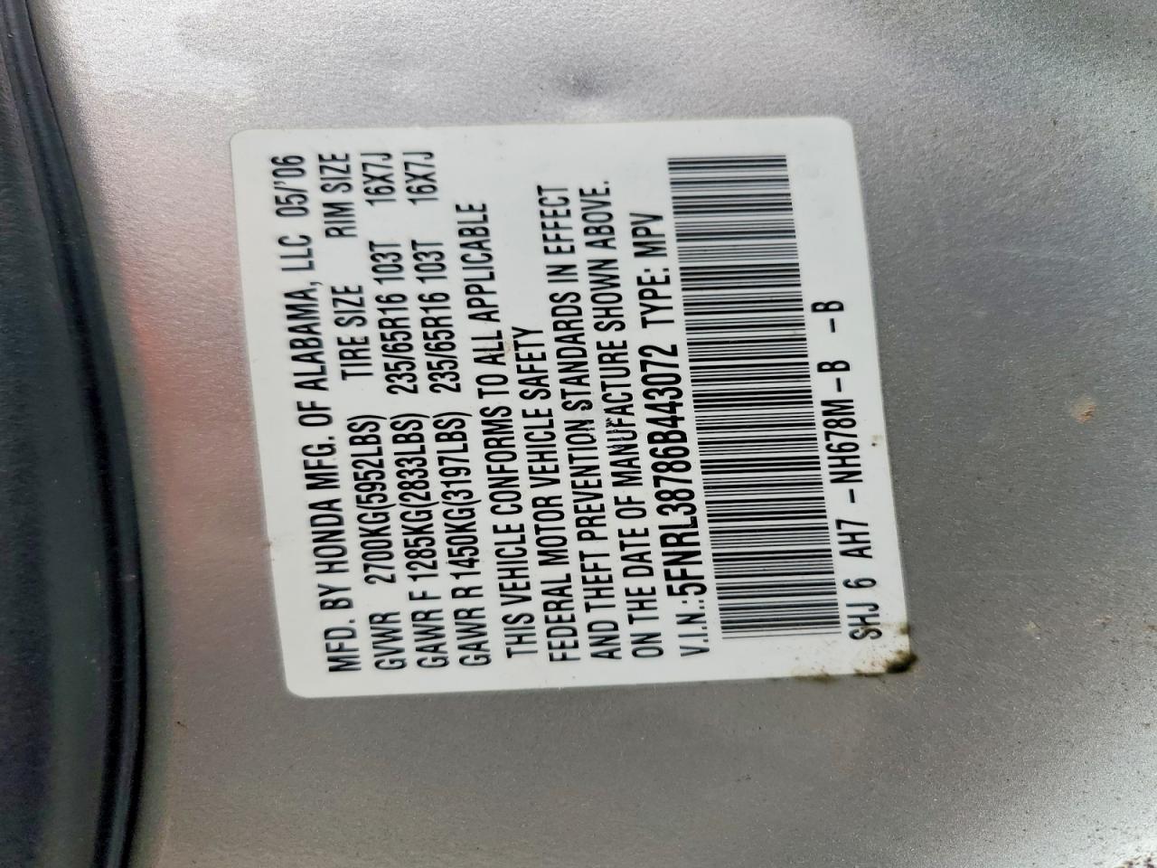 2006 HONDA ODYSSEY