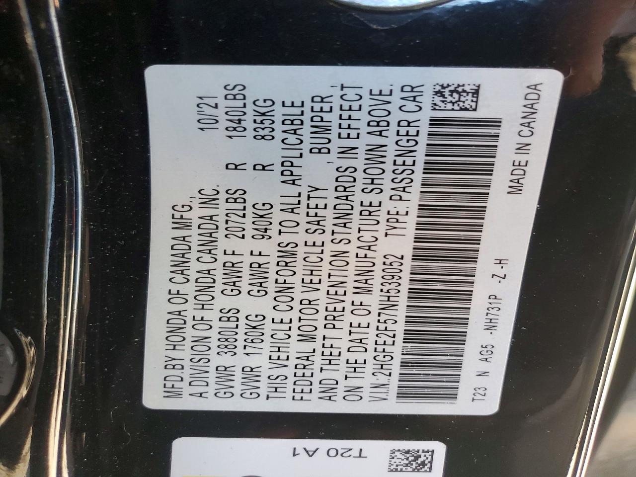 2022 HONDA CIVIC
