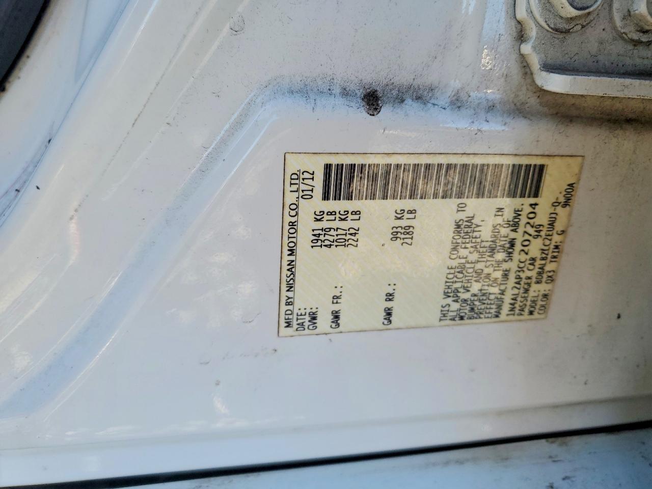 2012 NISSAN ALTIMA