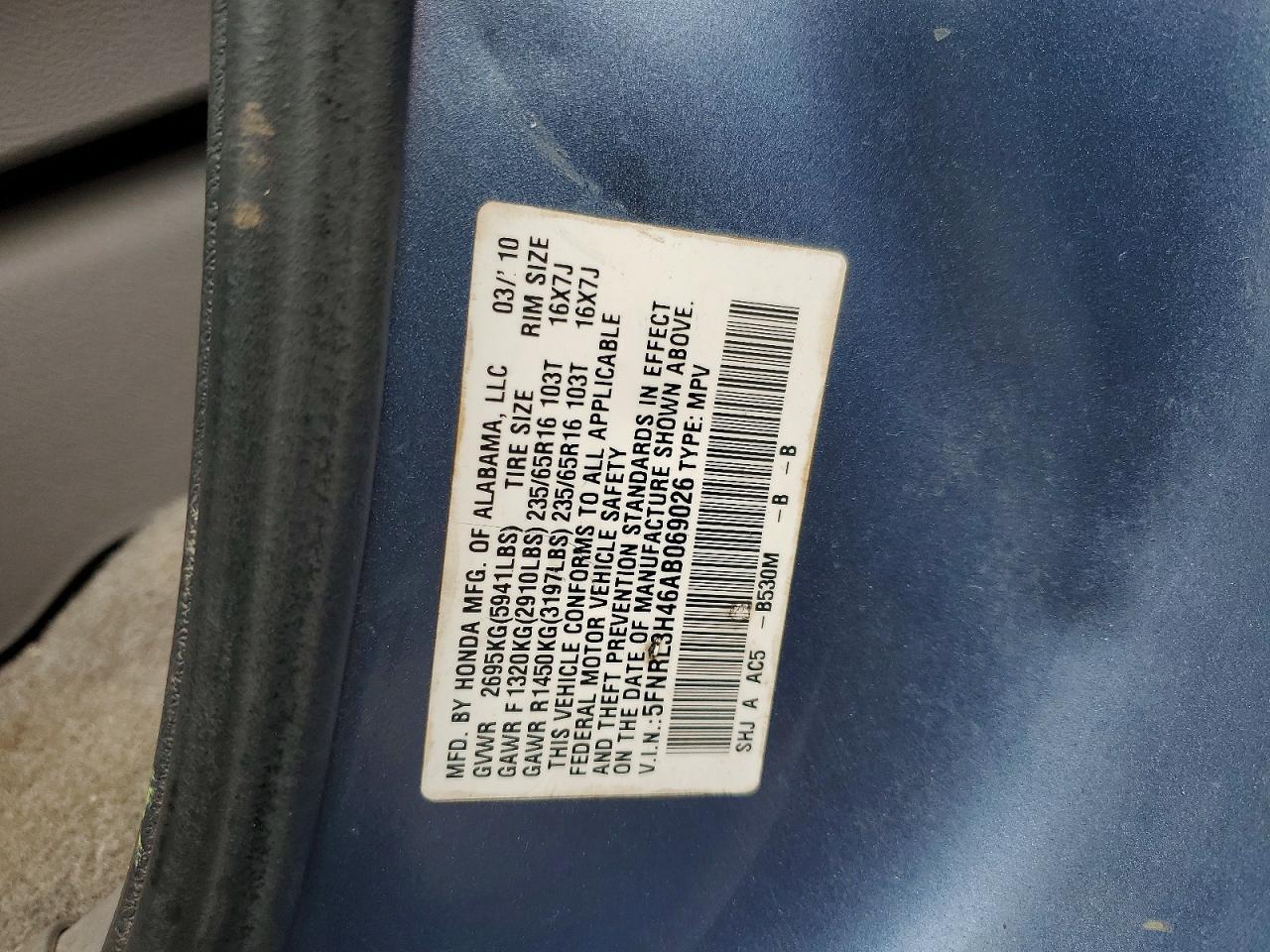 2010 HONDA ODYSSEY