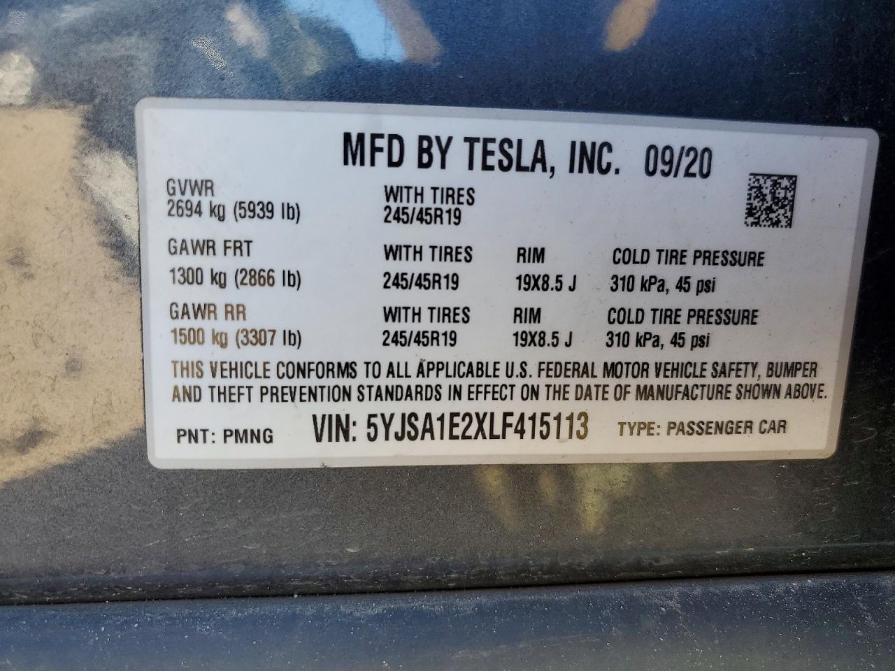 2020 TESLA MODEL S