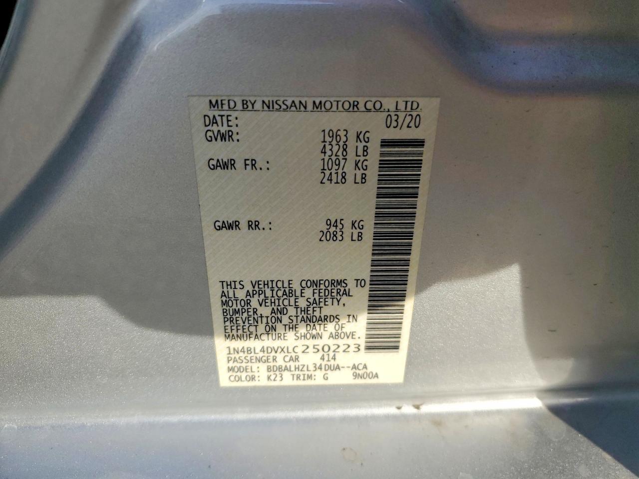 2020 NISSAN ALTIMA