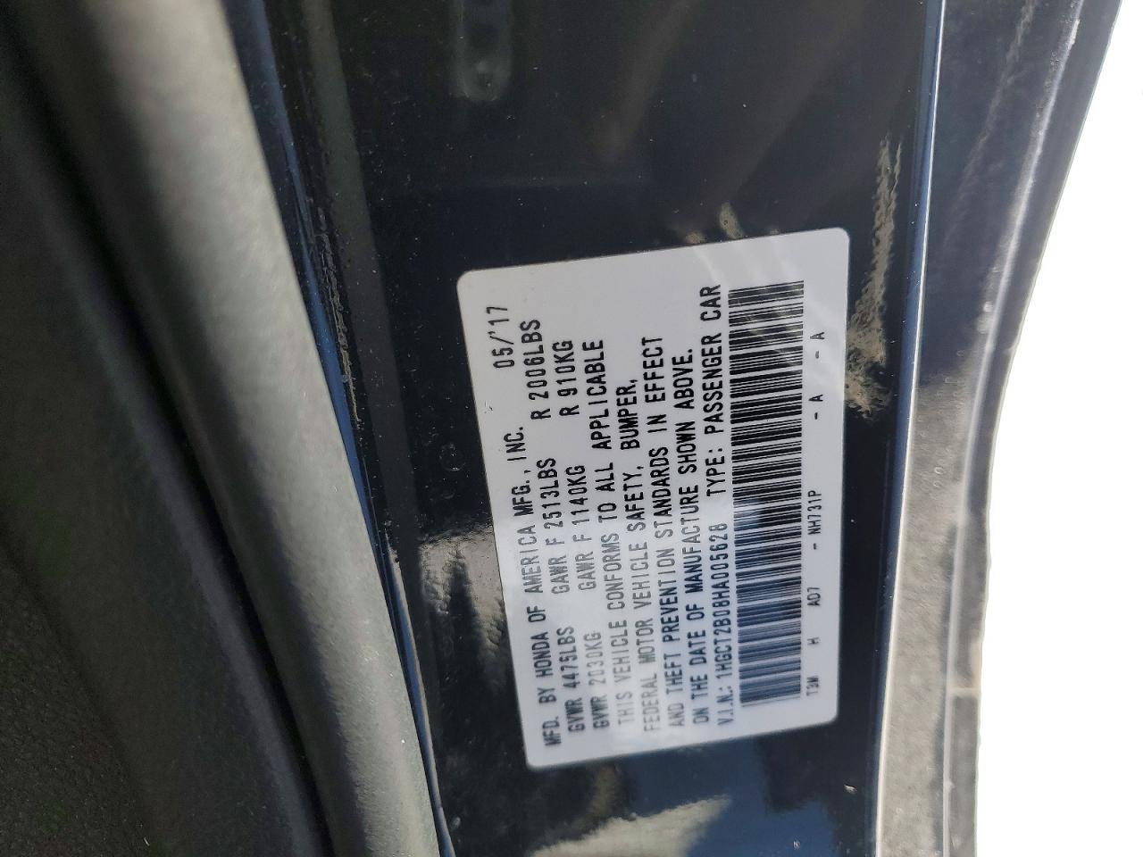 2017 HONDA ACCORD