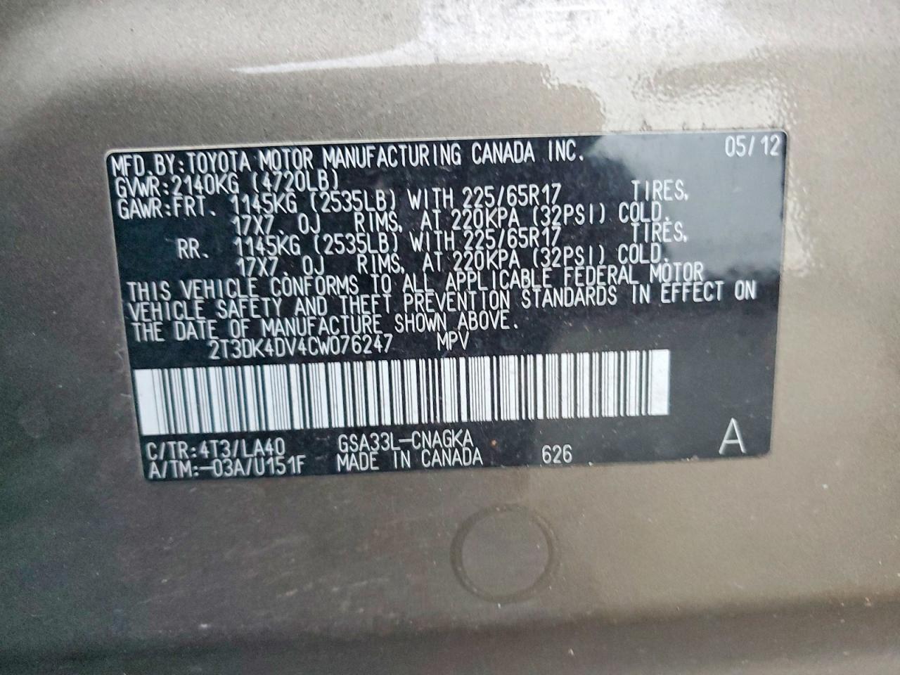 2012 TOYOTA RAV4