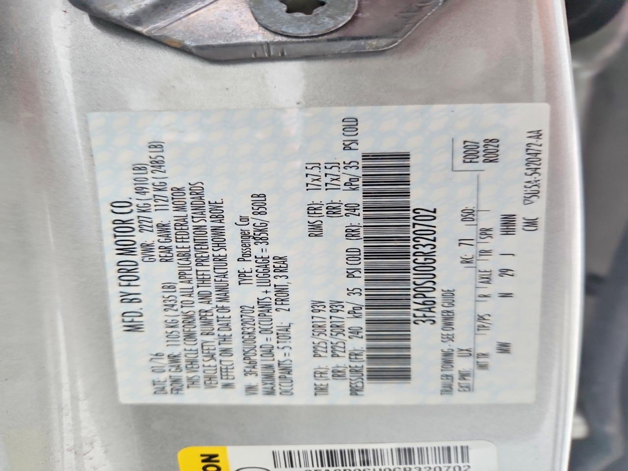 2016 FORD FUSION