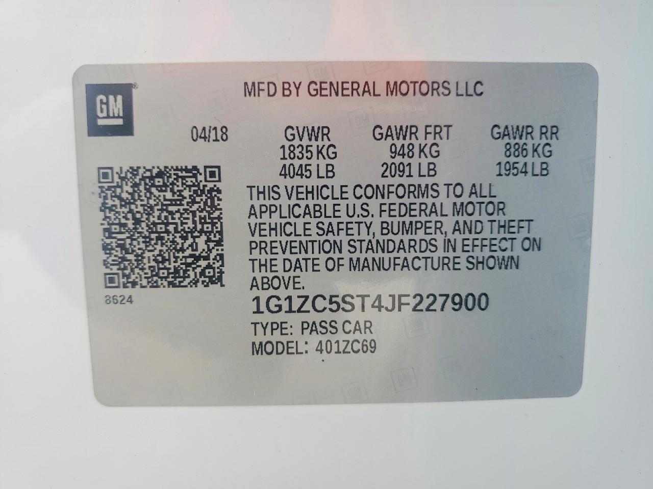 2018 CHEVROLET MALIBU