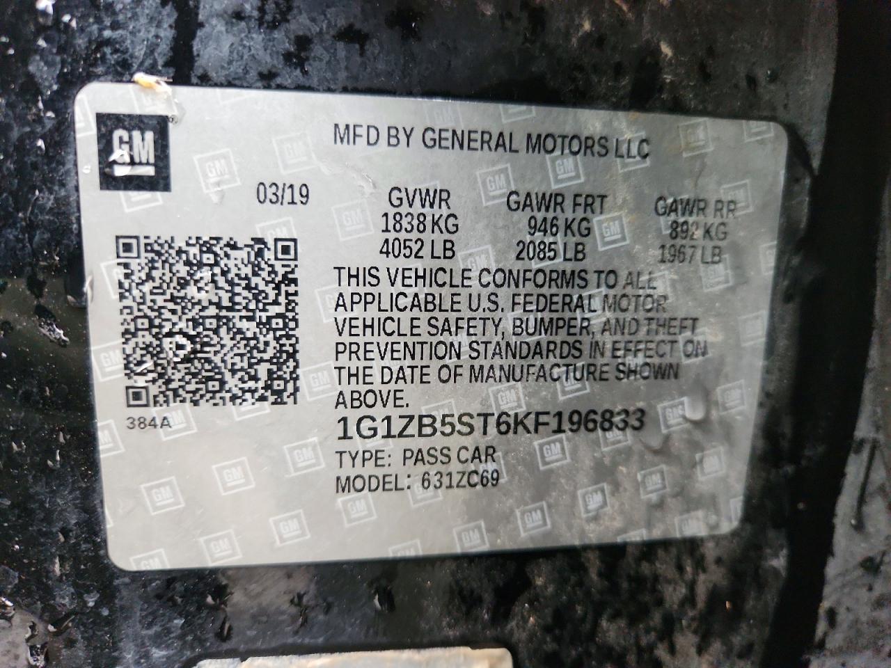 2019 CHEVROLET MALIBU