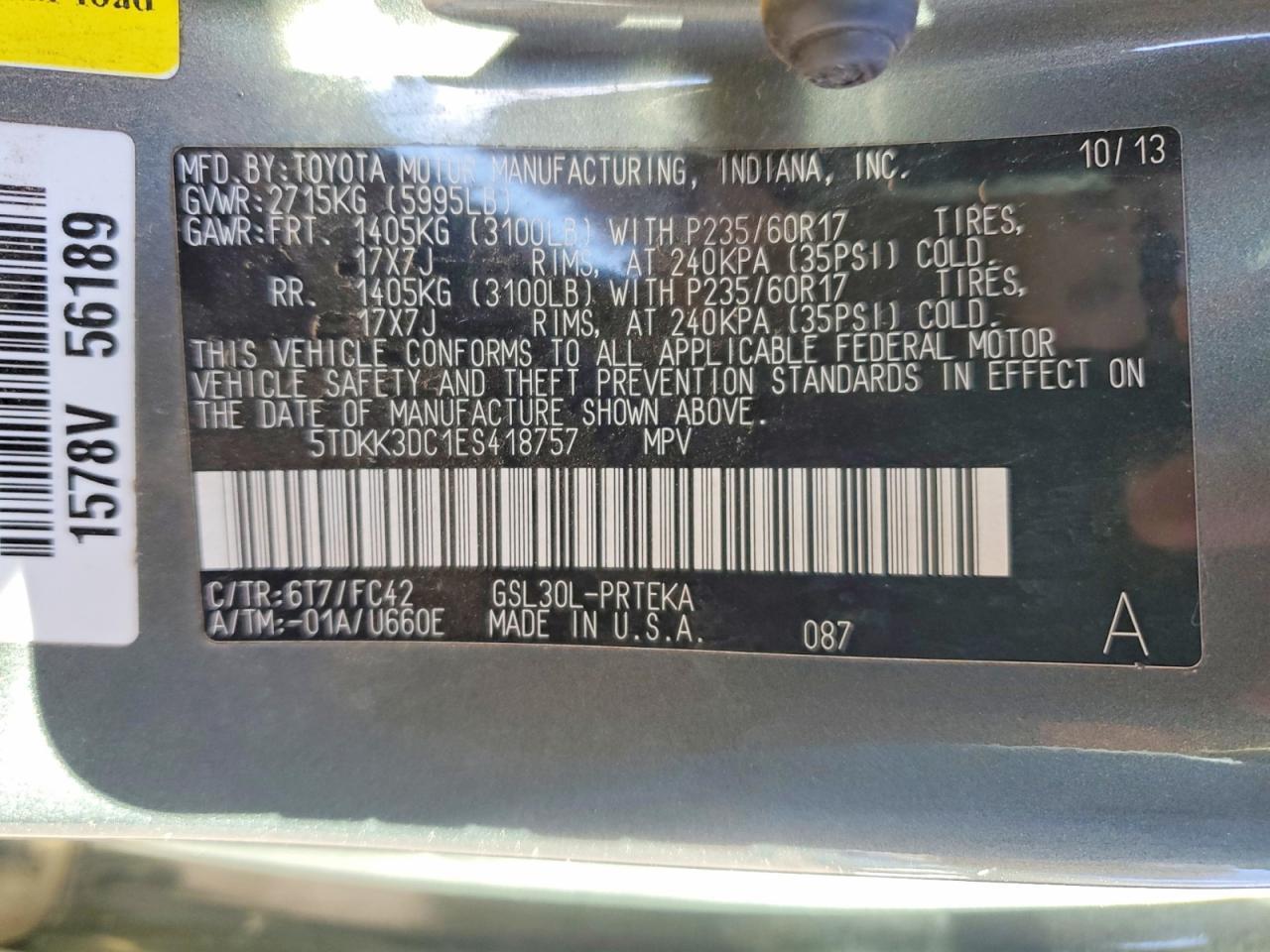 2014 TOYOTA SIENNA