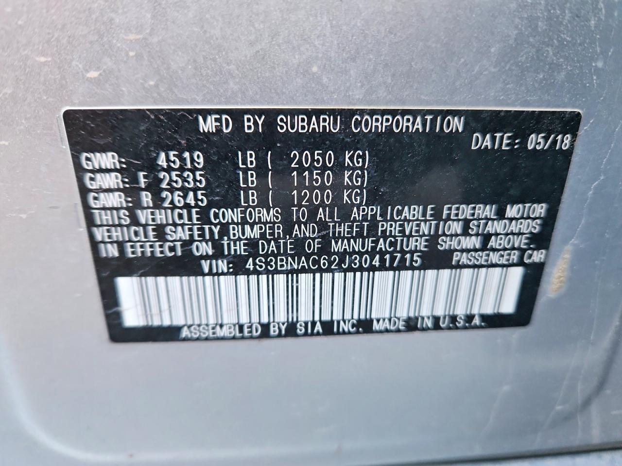 2018 SUBARU Legacy