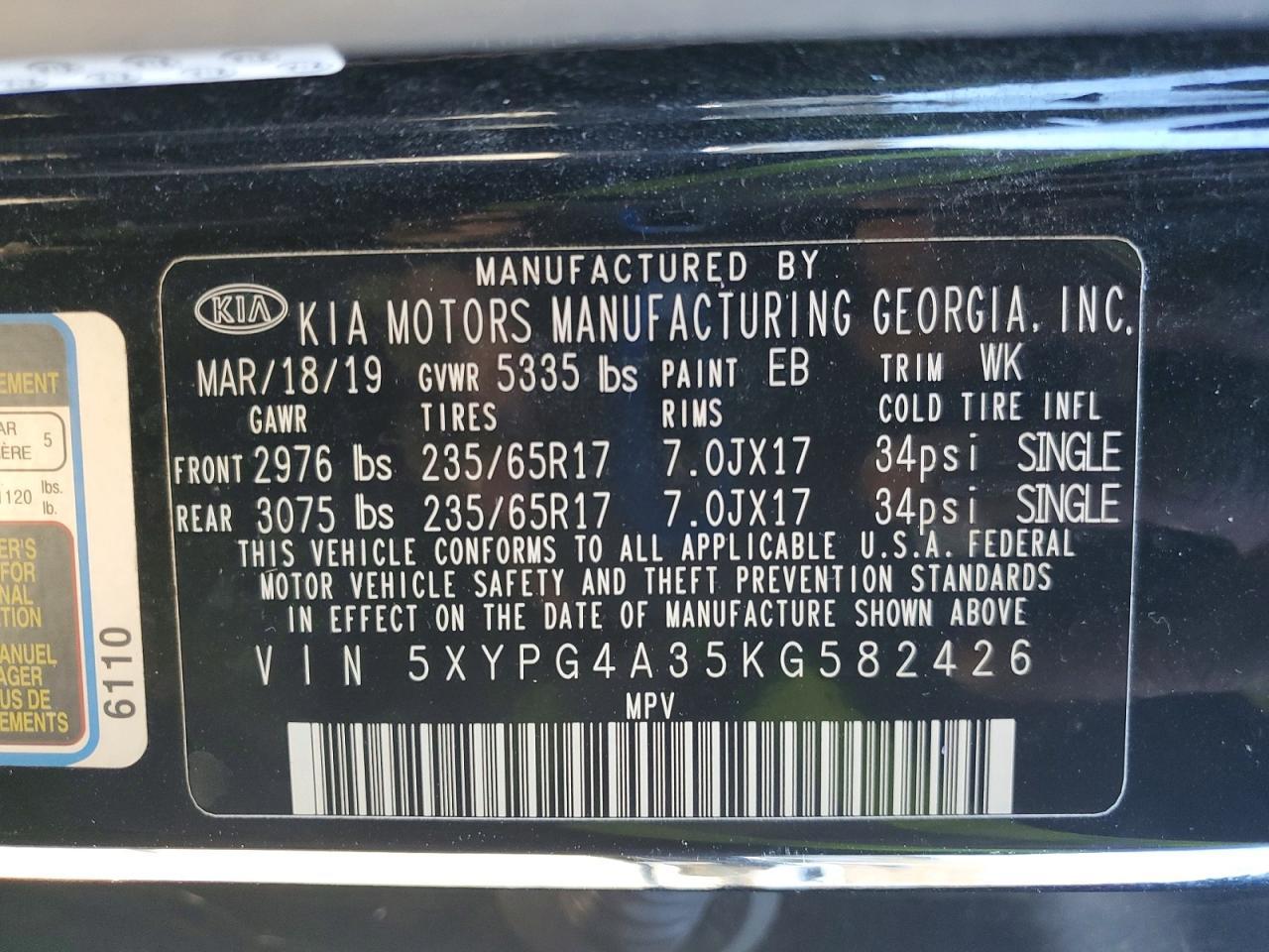 2019 KIA SORENTO