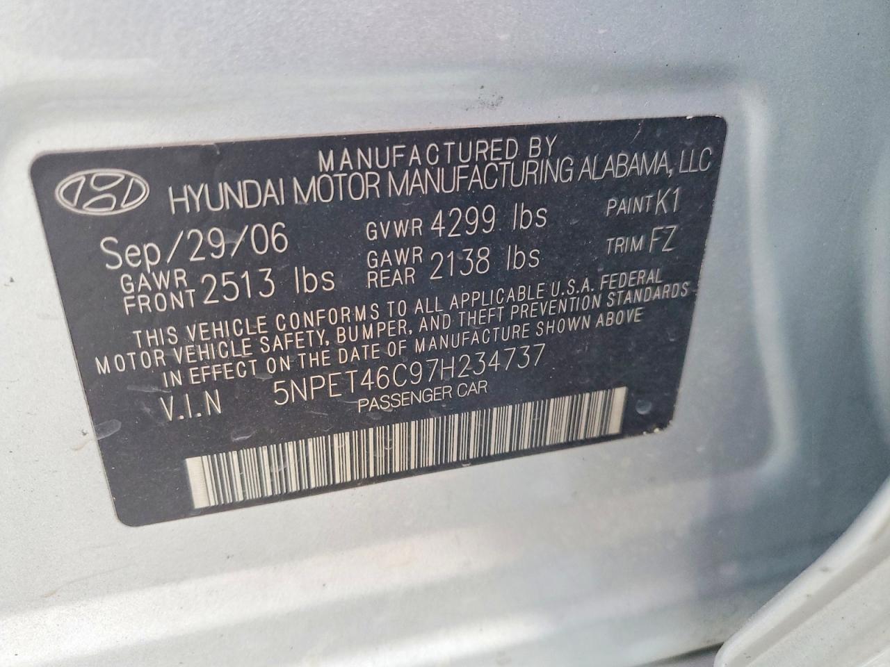 2007 HYUNDAI SONATA