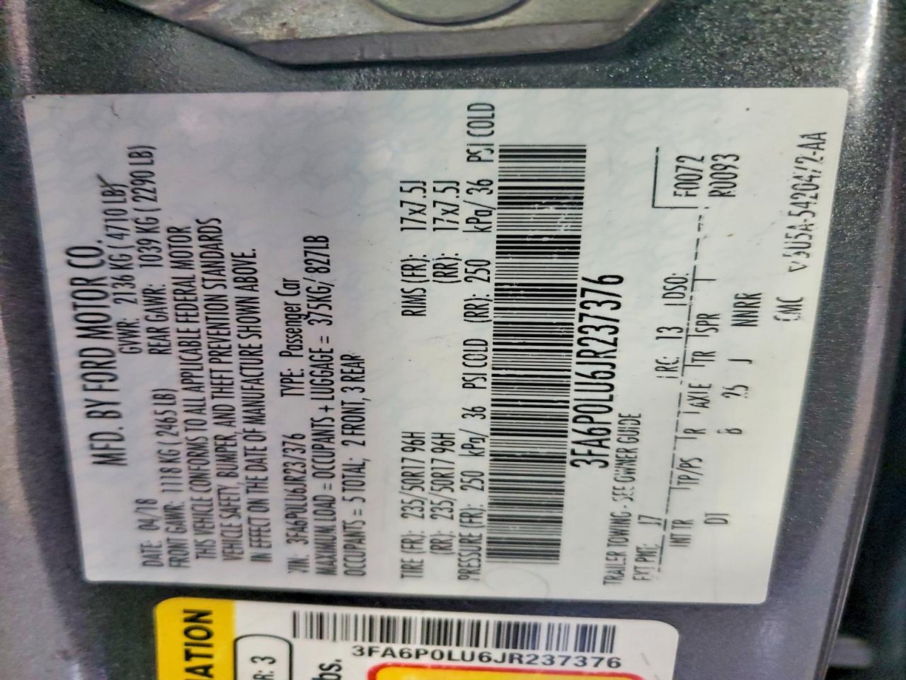 2018 FORD FUSION