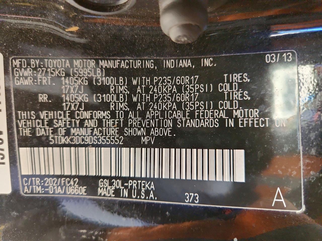 2013 TOYOTA SIENNA