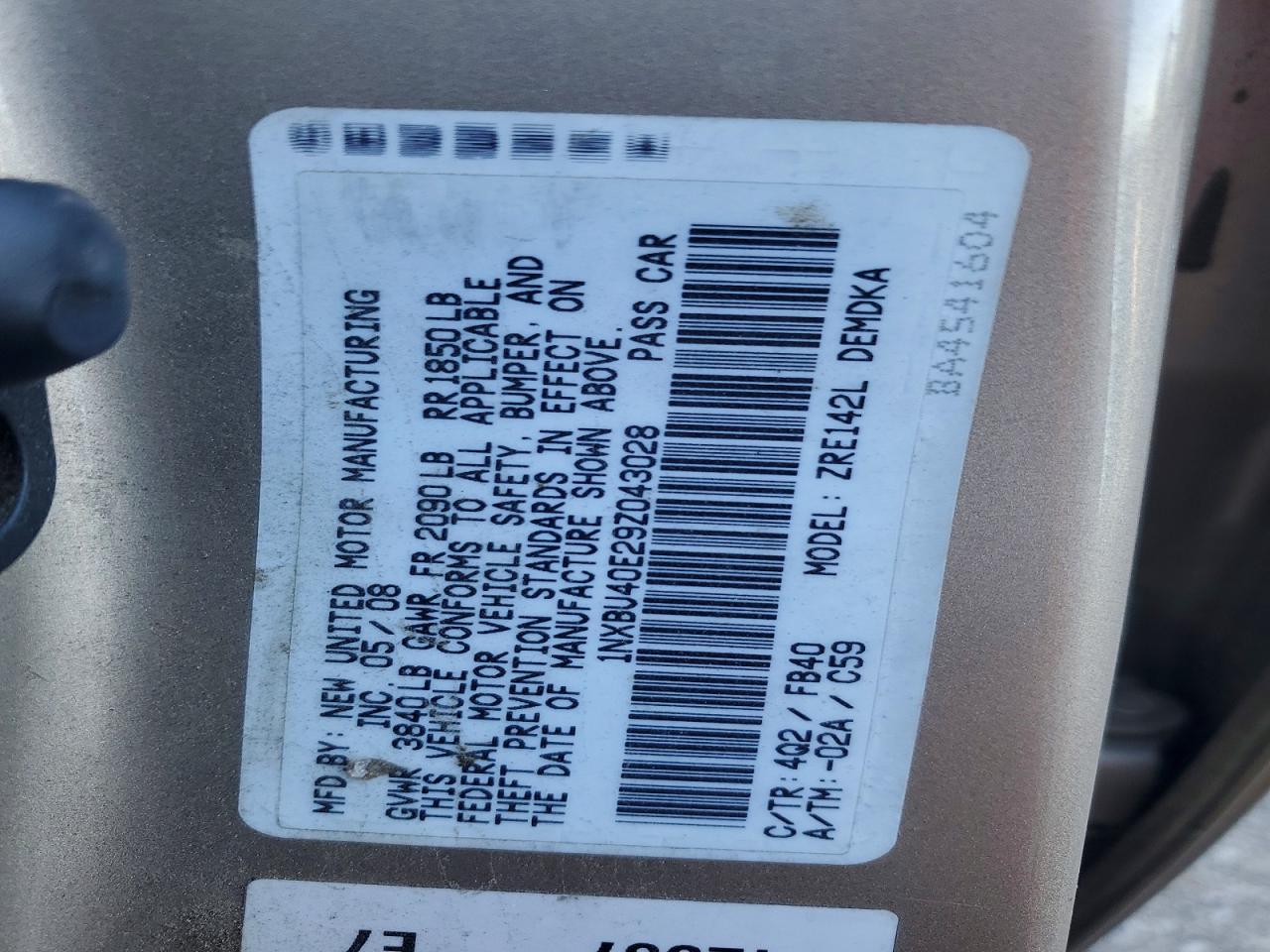 2009 TOYOTA COROLLA