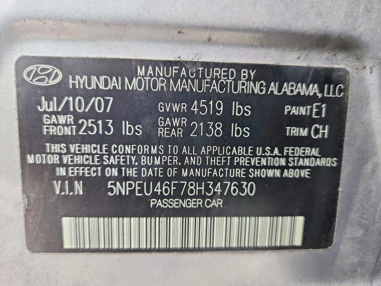 2008 HYUNDAI SONATA