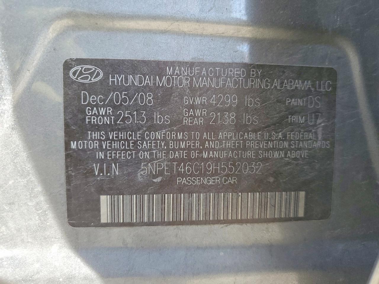 2009 HYUNDAI SONATA