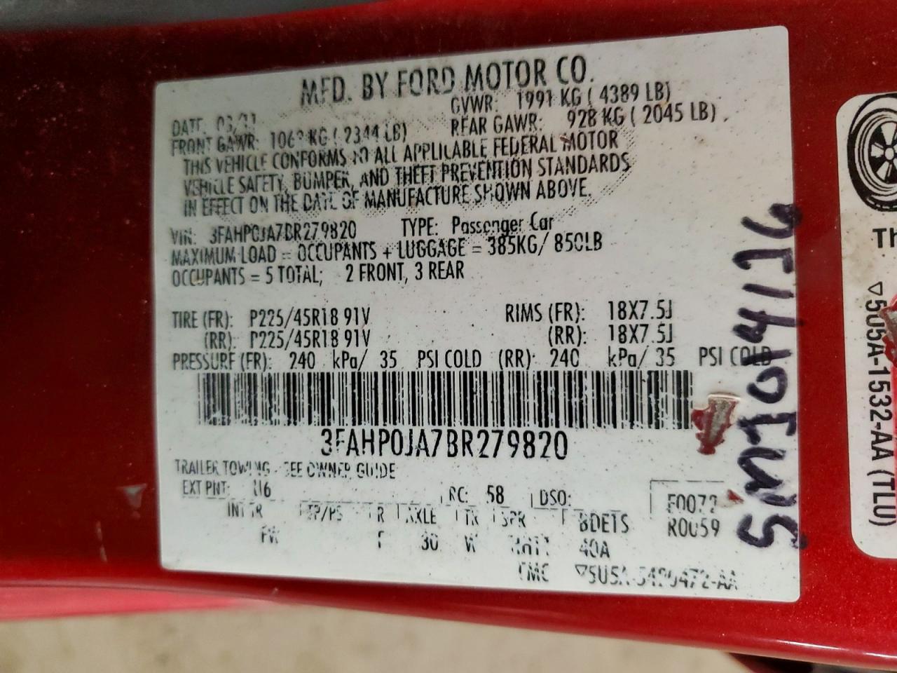 2011 FORD FUSION