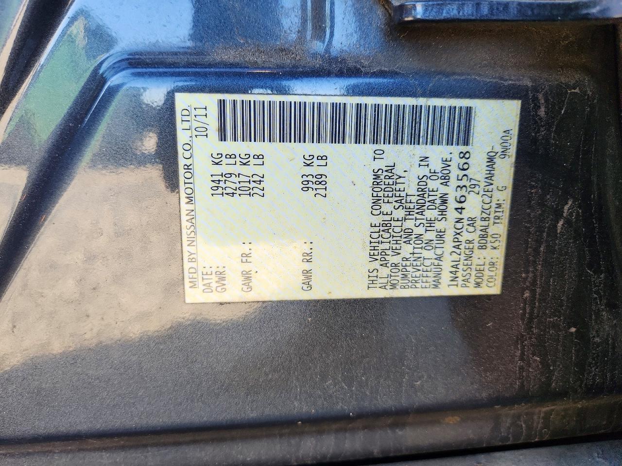 2012 NISSAN ALTIMA