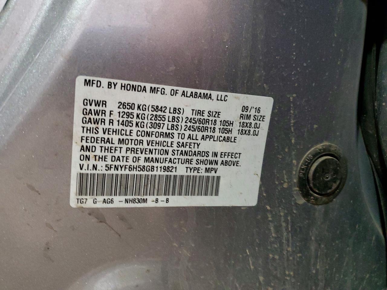 2016 HONDA PILOT