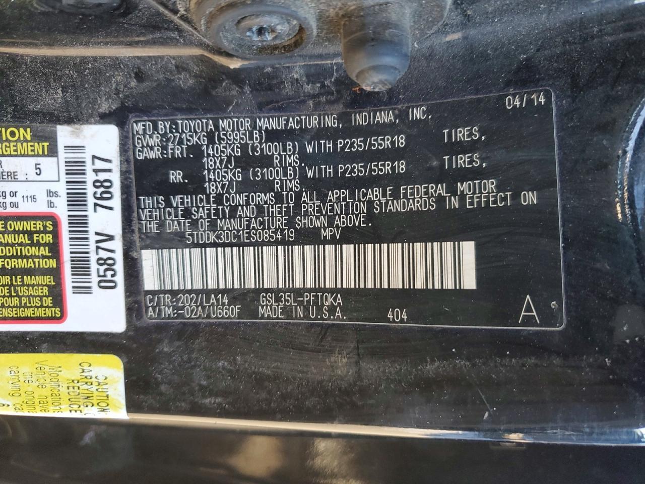 2014 TOYOTA SIENNA