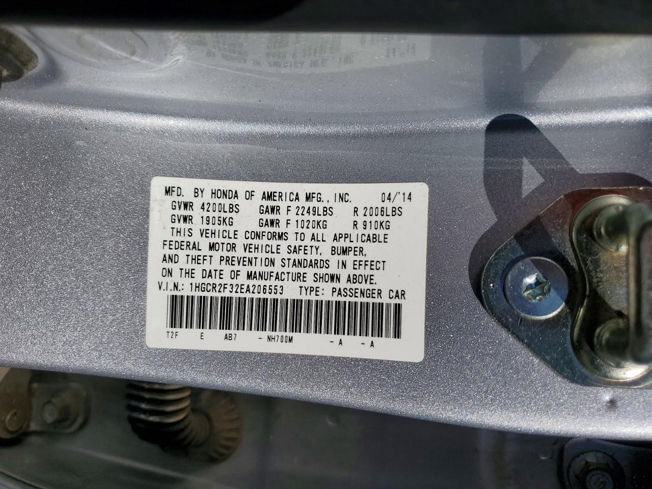 2014 HONDA ACCORD