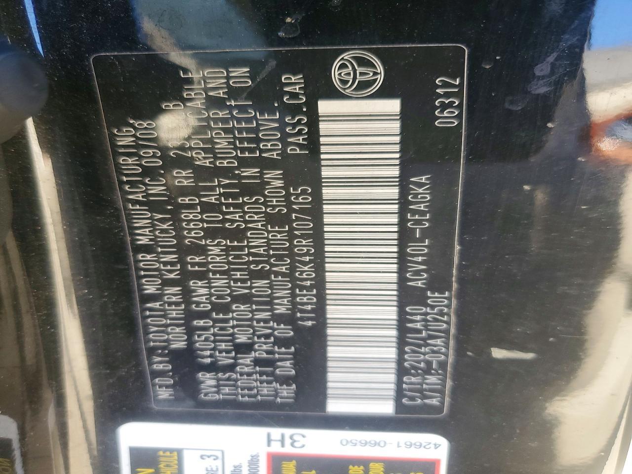 2009 TOYOTA CAMRY