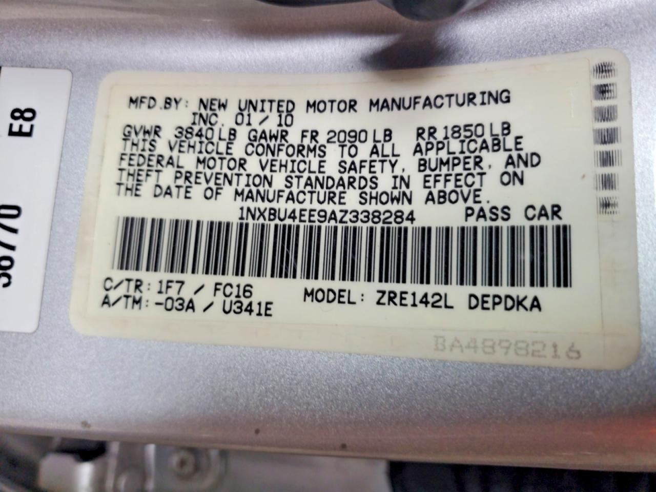2010 TOYOTA COROLLA
