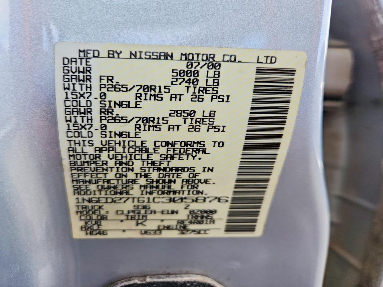 2001 NISSAN Frontier
