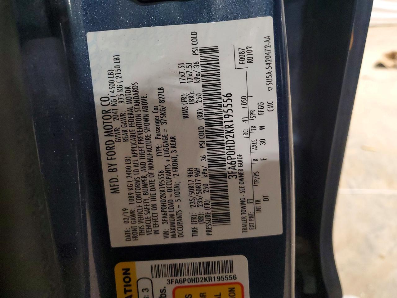 2019 FORD FUSION