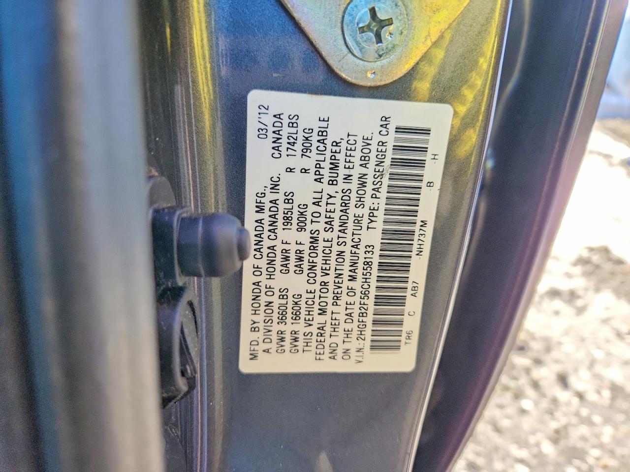 2012 HONDA CIVIC