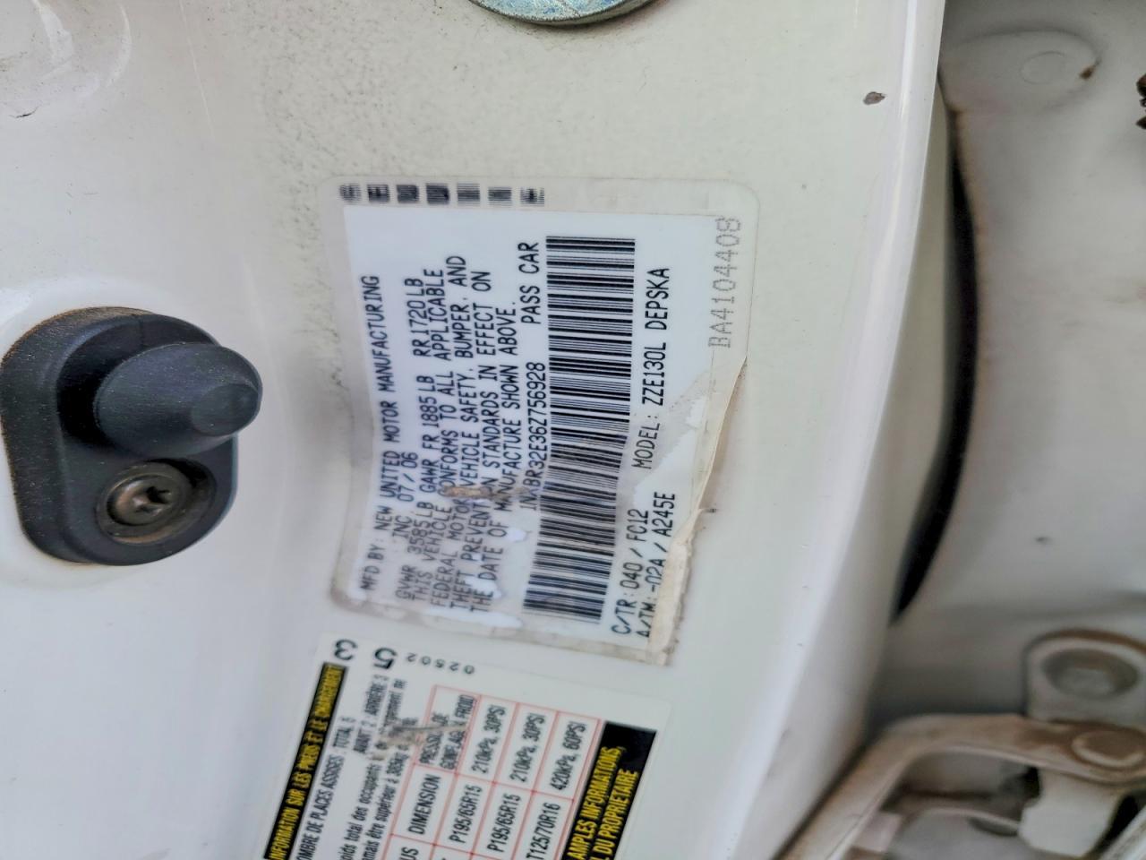 2006 TOYOTA COROLLA